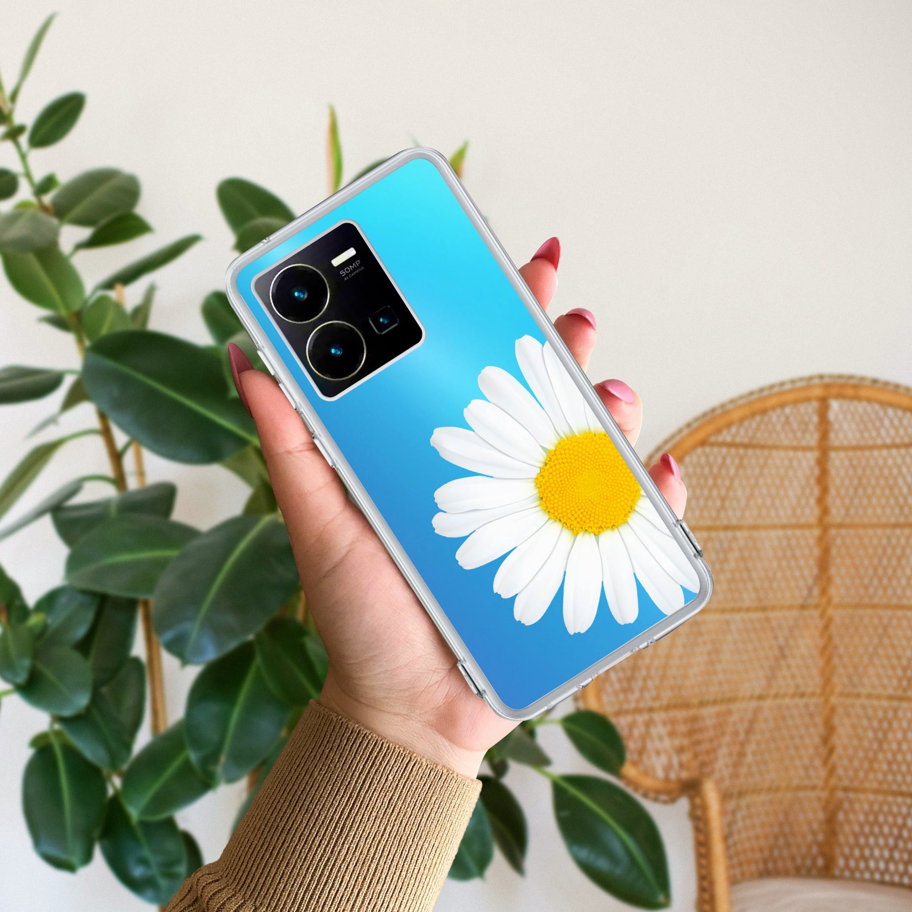 Daisy Flower Transparent silicon case For Vivo Y35
