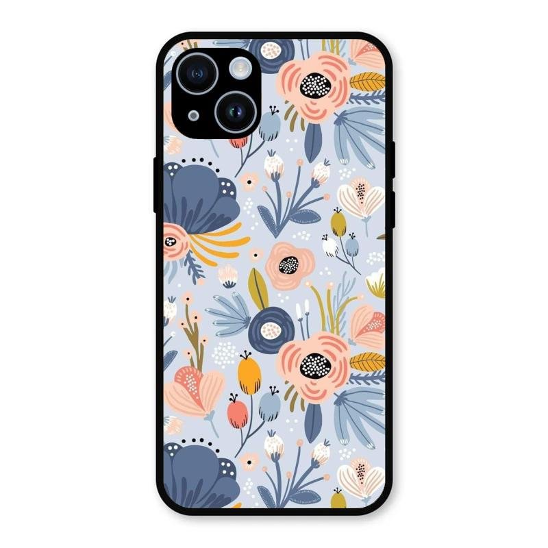 Dewy Flower Mix Glass Case Cover For iPhone 14 Plus
