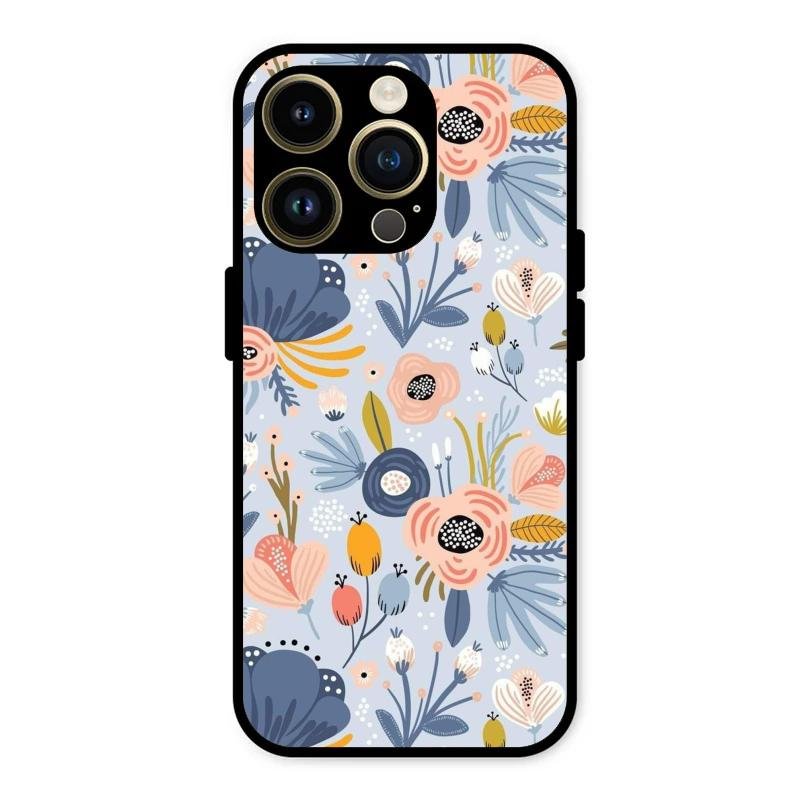 Dewy Flower Mix Glass Case Cover For iPhone 14 Pro