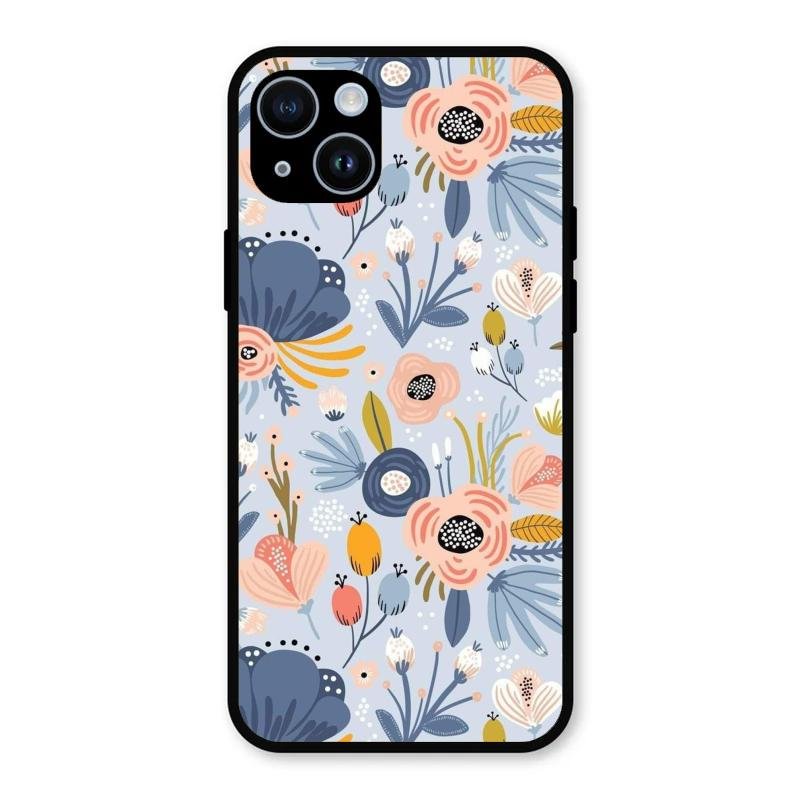 Dewy Flower Mix Glass Case Cover For iPhone 14