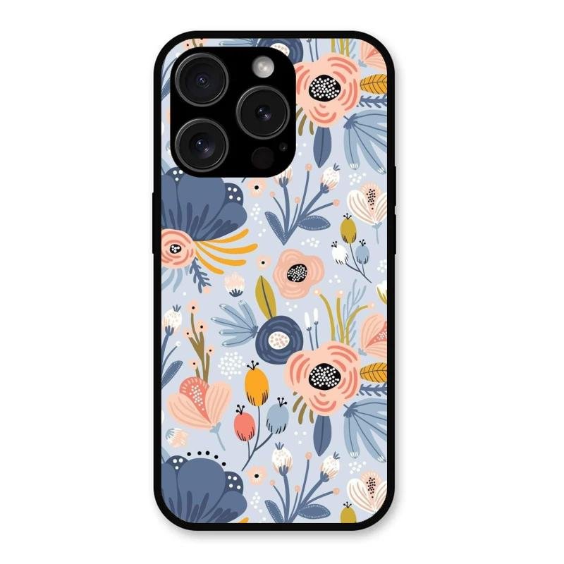 Dewy Flower Mix Glass Case Cover For iPhone 15 Pro