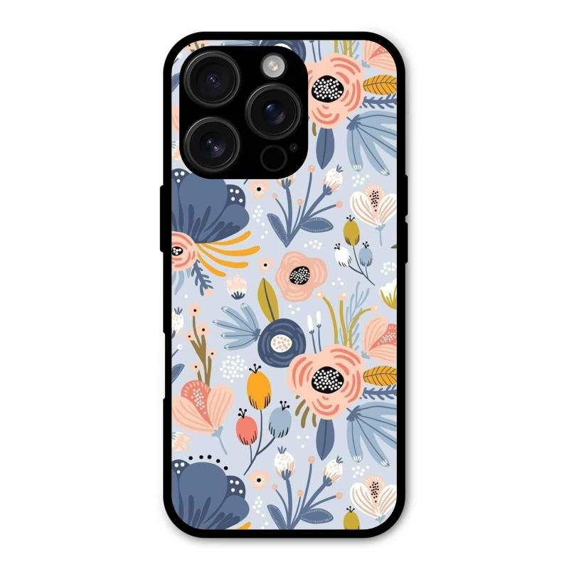 Dewy Flower Mix Glass Case Cover For iPhone 16 Pro