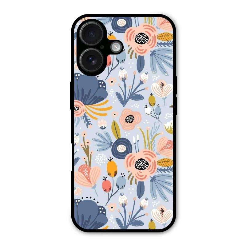 Dewy Flower Mix Glass Case Cover For iPhone 16