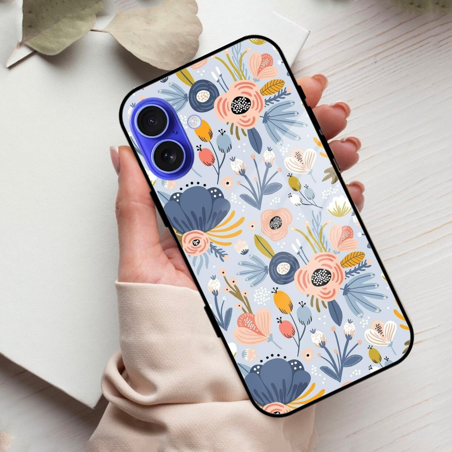 Dewy Flower Mix Glass Case Cover For iPhone