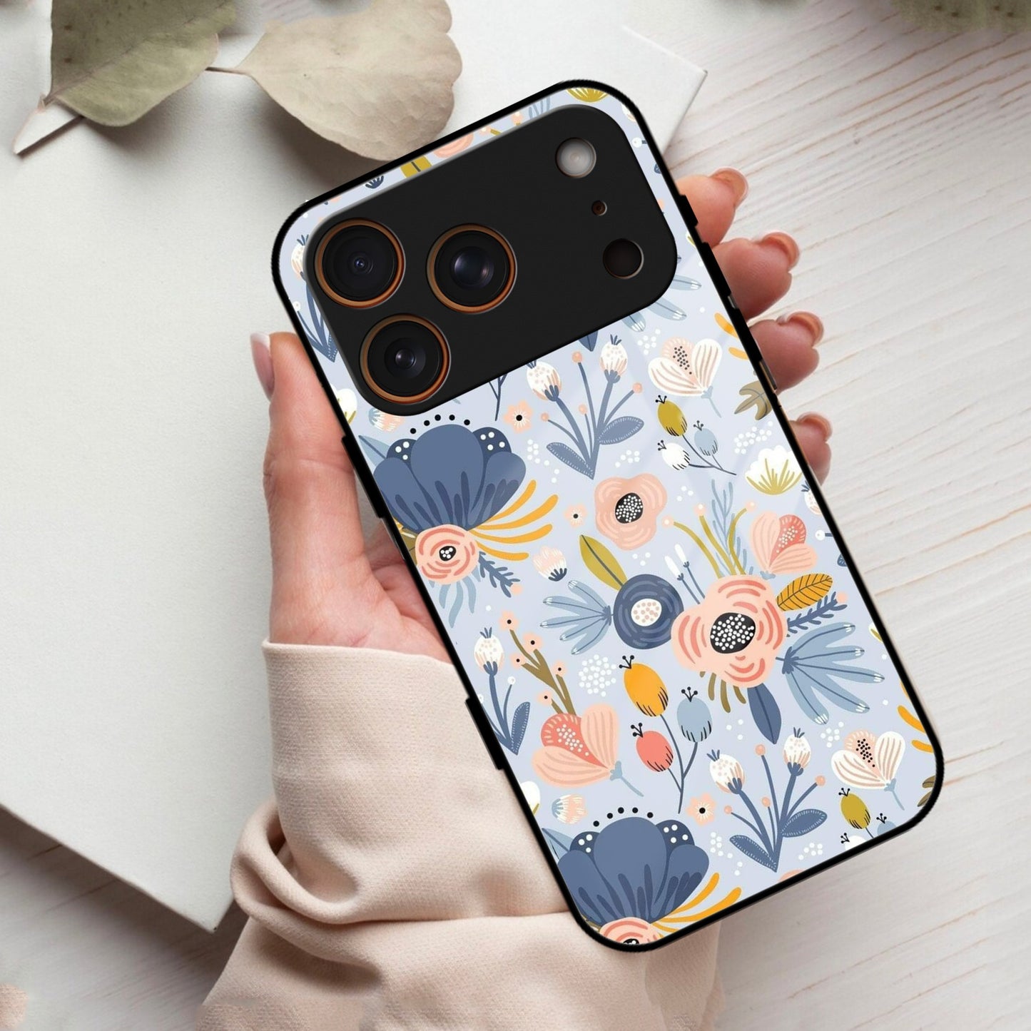 Dewy Flower Mix Glass Case Cover For iPhone