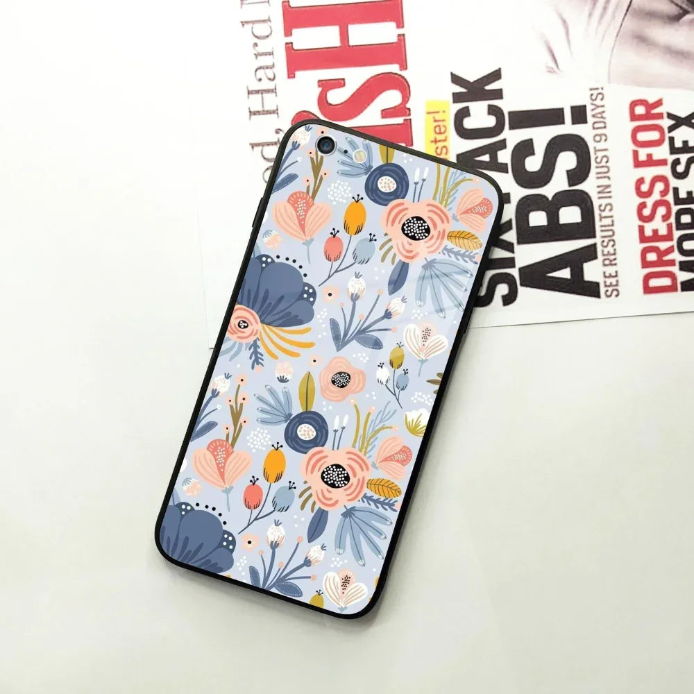 Dewy Flower Mix Glass Case Cover For iPhone - ShopOnCliQ