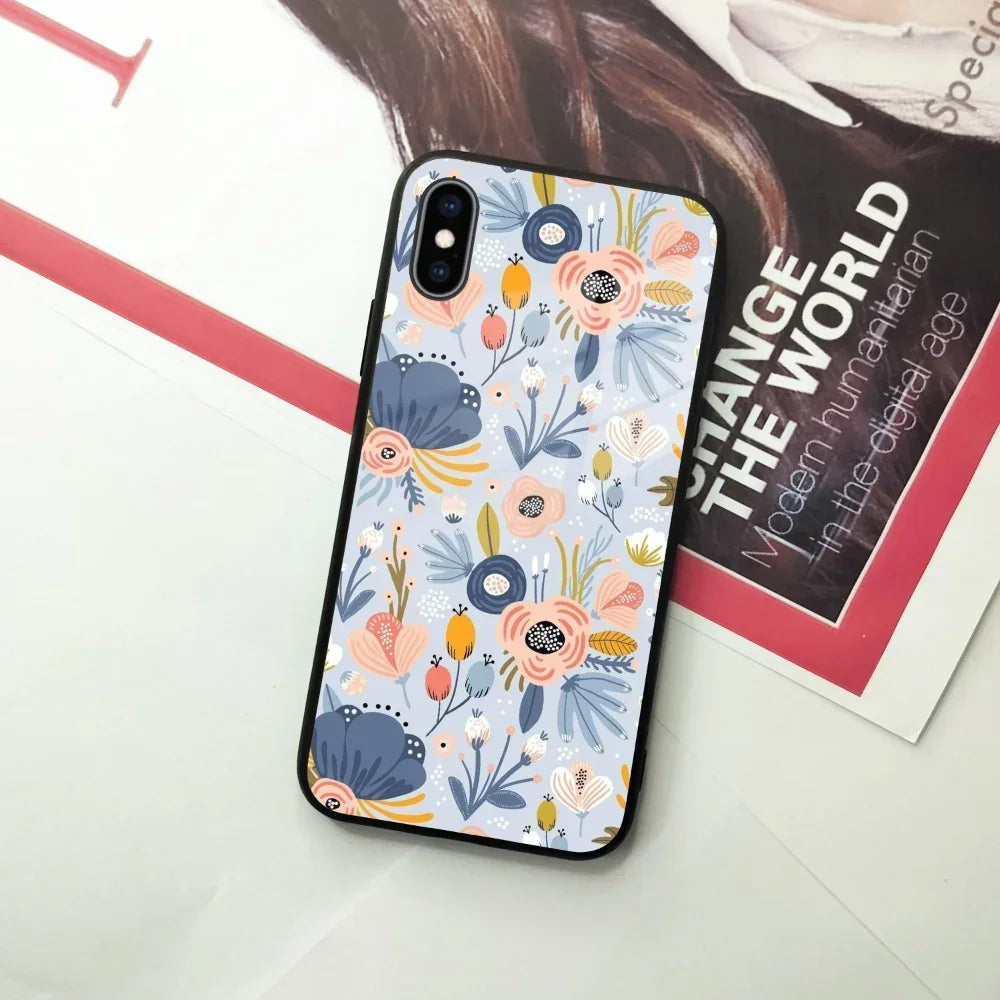 Dewy Flower Mix Glass Case Cover For iPhone - ShopOnCliQ