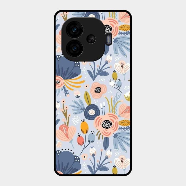 Dewy Flower Mix Glass Case Cover For Iqoo Neo 10R 5G