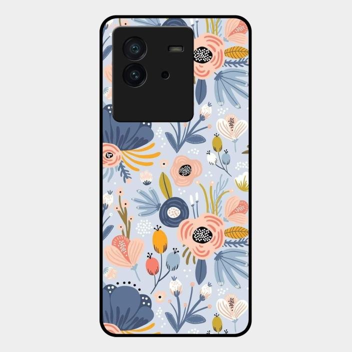 Dewy Flower Mix Glass Case Cover For Iqoo Neo 6 5G