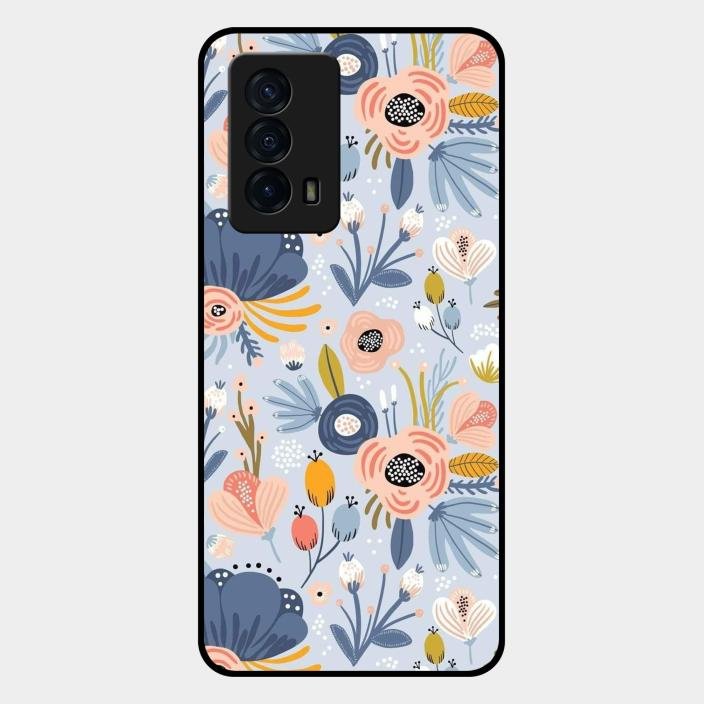 Dewy Flower Mix Glass Case Cover For Iqoo Z5 5G