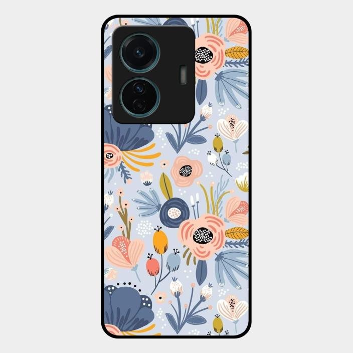 Dewy Flower Mix Glass Case Cover For Iqoo Z6 Pro 5G