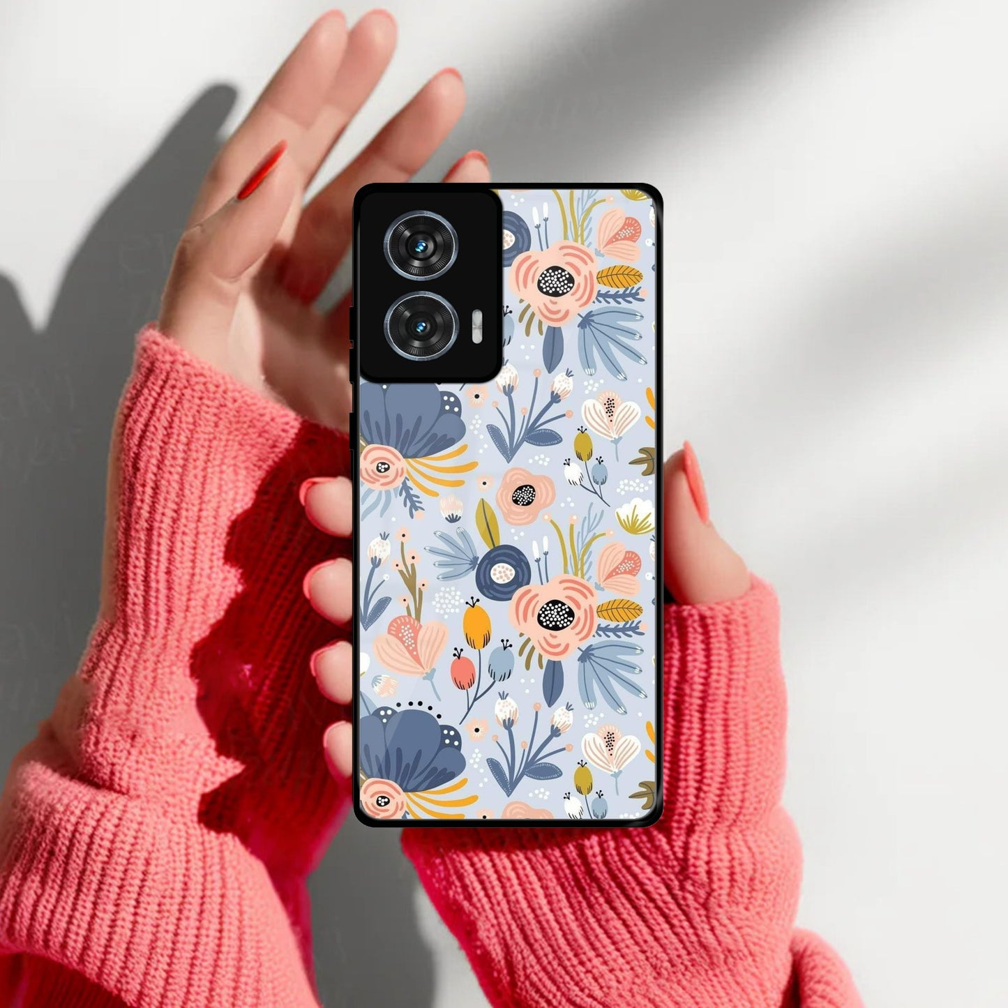 Dewy Flower Mix Glass Case Cover For Motorola