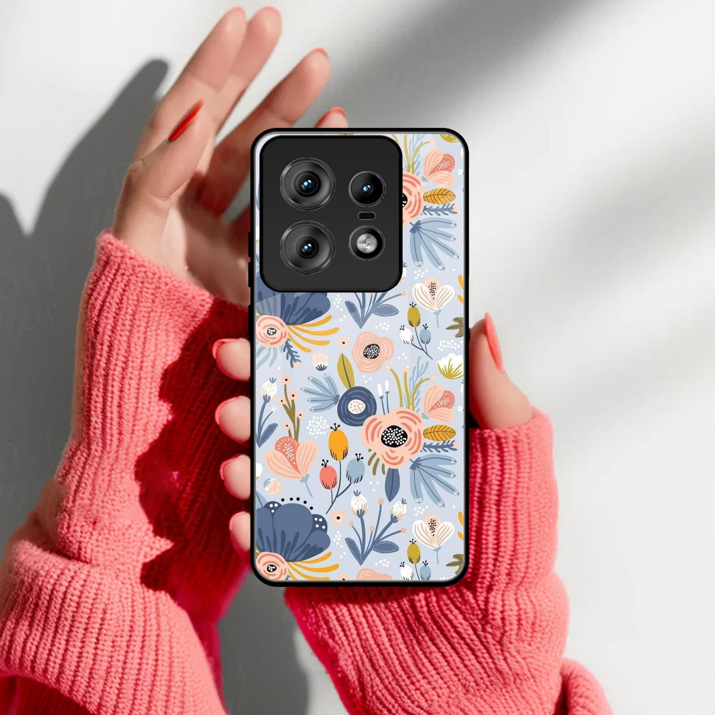 Dewy Flower Mix Glass Case Cover For Motorola