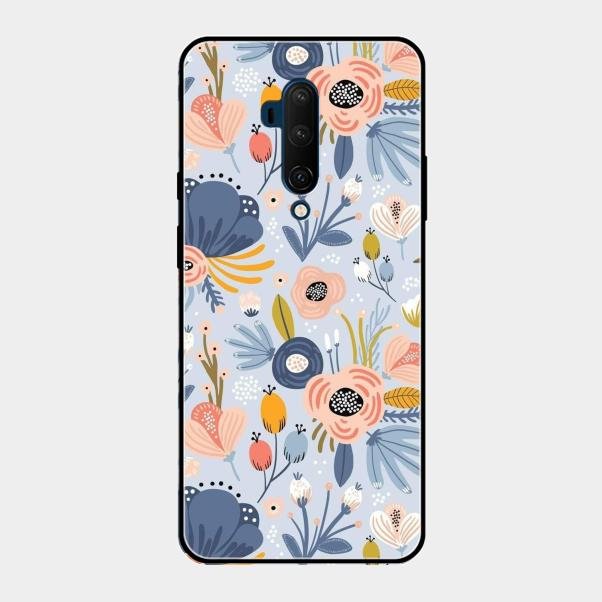 Dewy Flower Mix Glass Case Cover For Oneplus 7T Pro