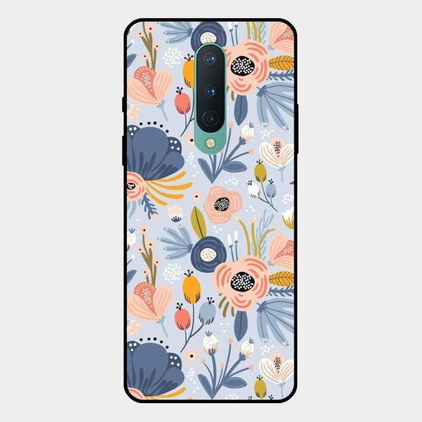 Dewy Flower Mix Glass Case Cover For Oneplus 8