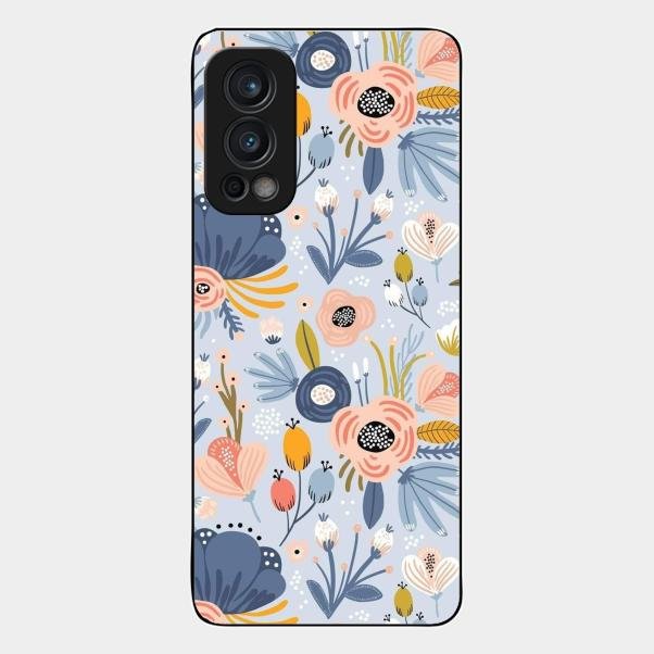 Dewy Flower Mix Glass Case Cover For Oneplus Nord 2 5G
