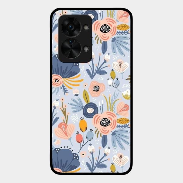 Dewy Flower Mix Glass Case Cover For Oneplus Nord 2T 5G