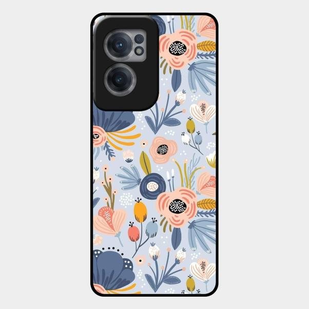 Dewy Flower Mix Glass Case Cover For Oneplus Nord Ce 2 5G