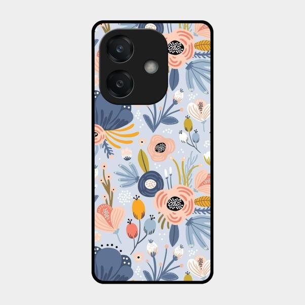 Dewy Flower Mix Glass Case Cover For Oppo A3X 5G
