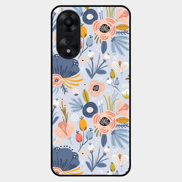 Dewy Flower Mix Glass Case Cover For Oppo A78 5G