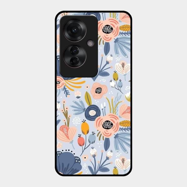 Dewy Flower Mix Glass Case Cover For Oppo F25 Pro 5G