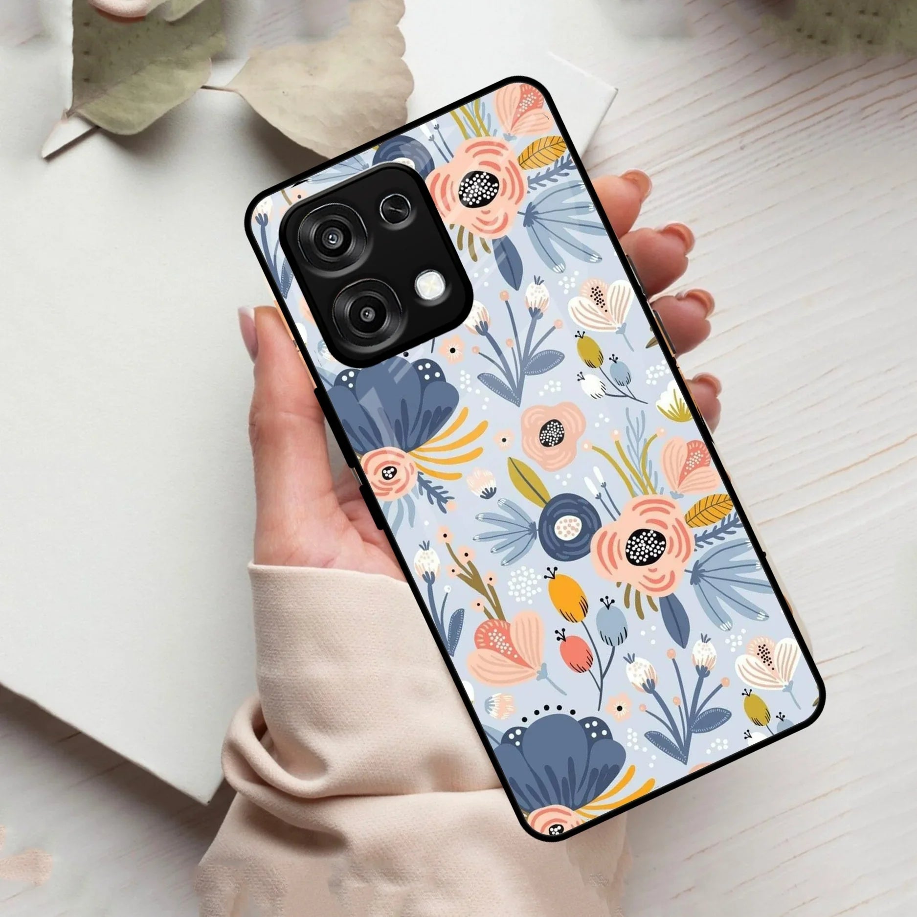 Dewy Flower Mix Glass Case Cover For Oppo