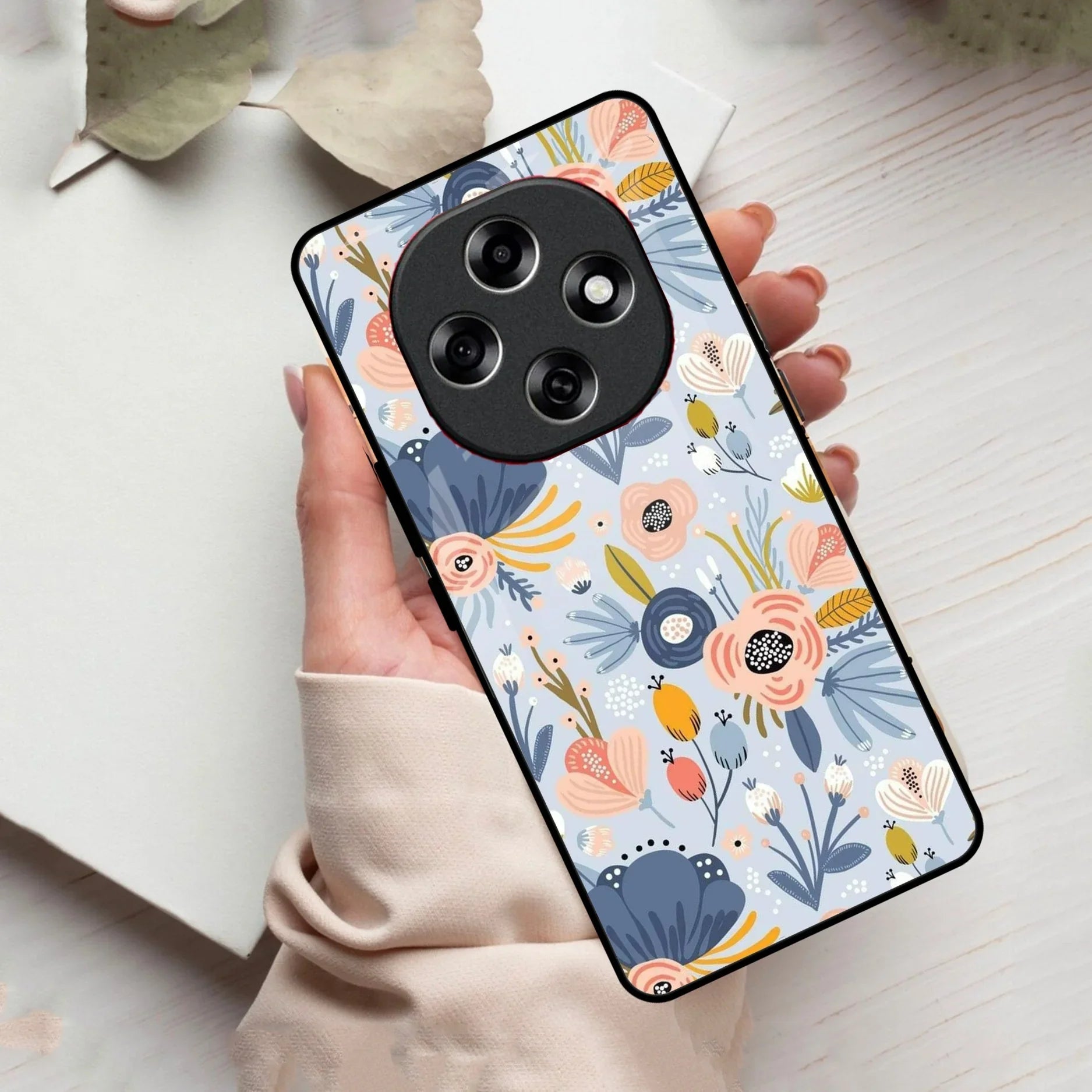Dewy Flower Mix Glass Case Cover For Oppo