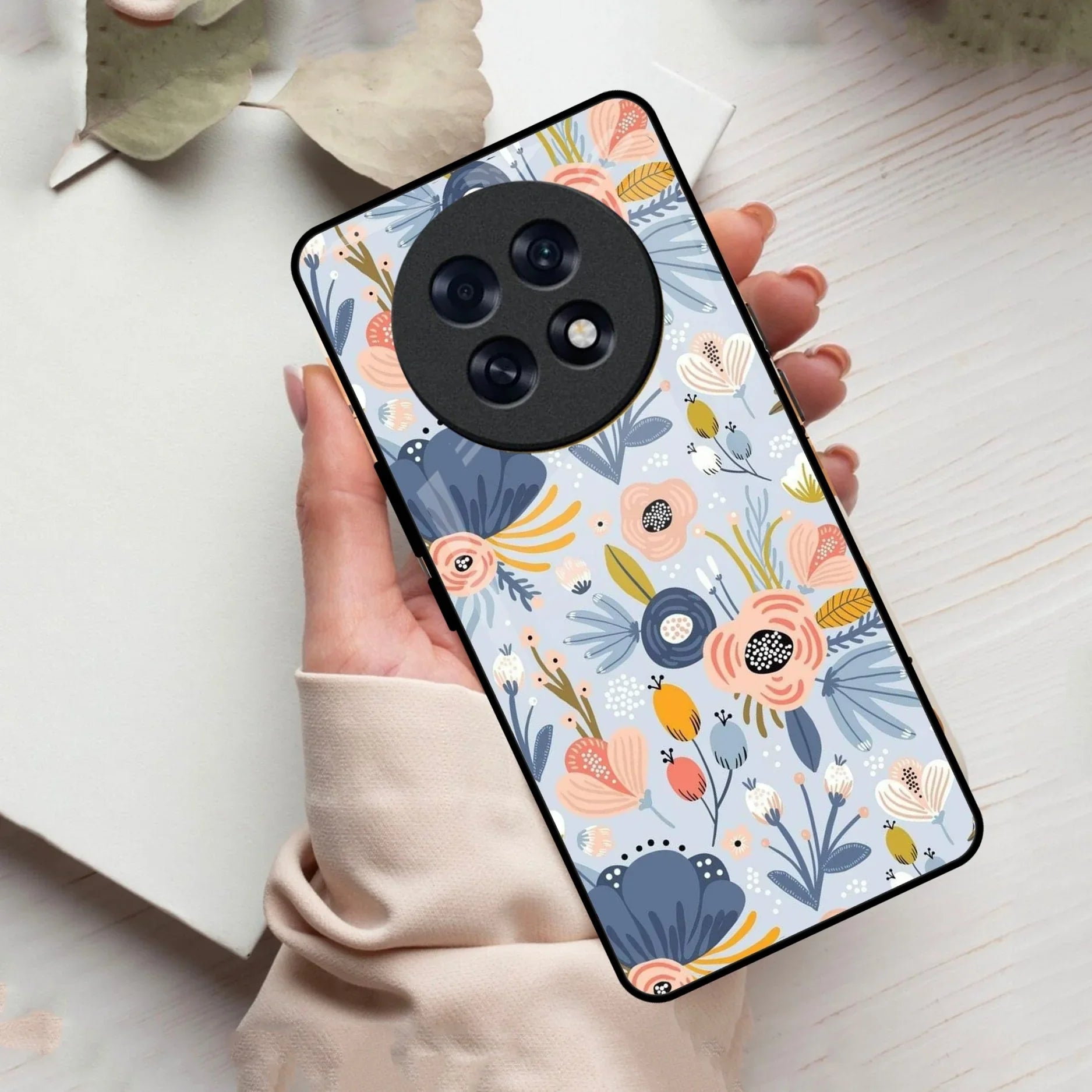 Dewy Flower Mix Glass Case Cover For Oppo