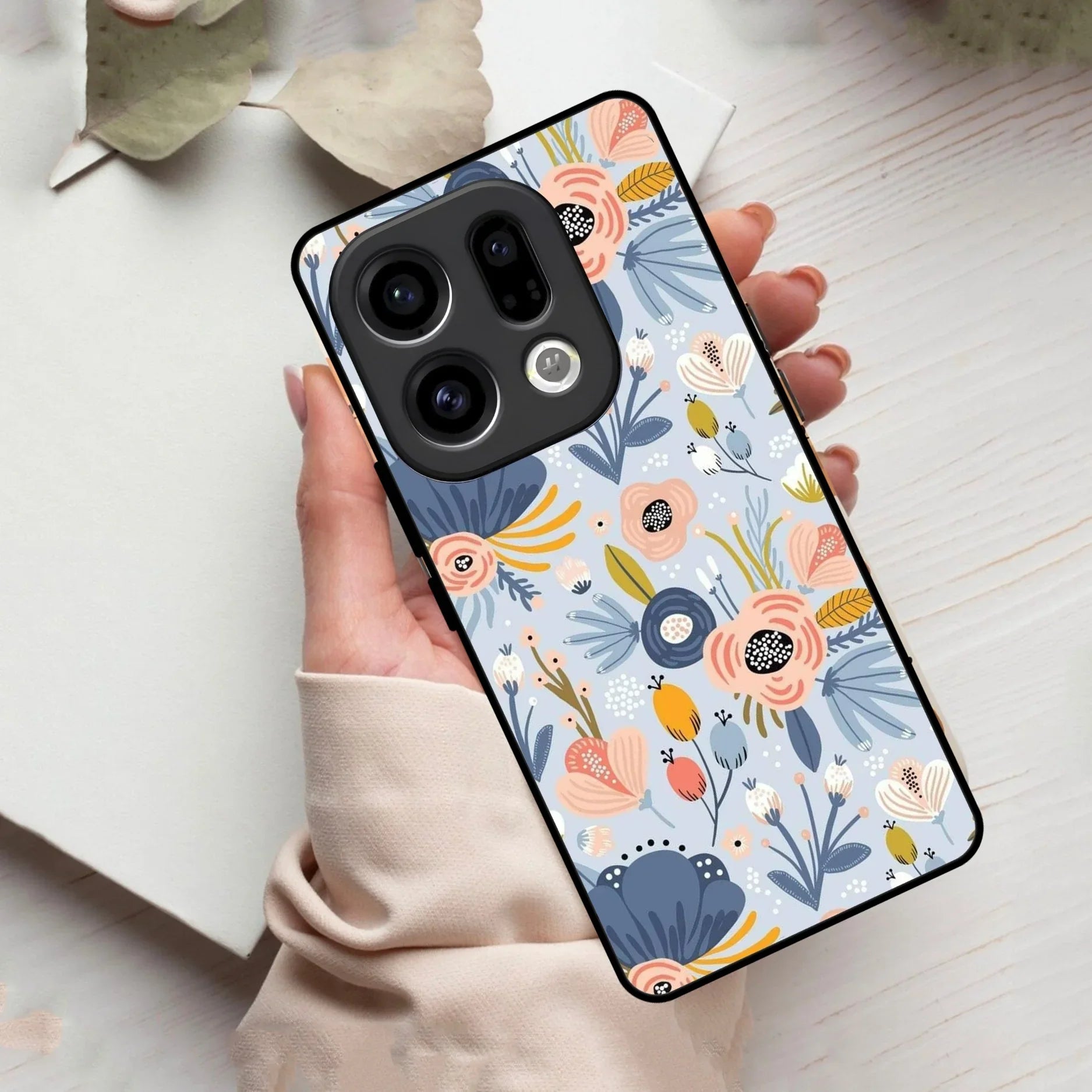 Dewy Flower Mix Glass Case Cover For Oppo