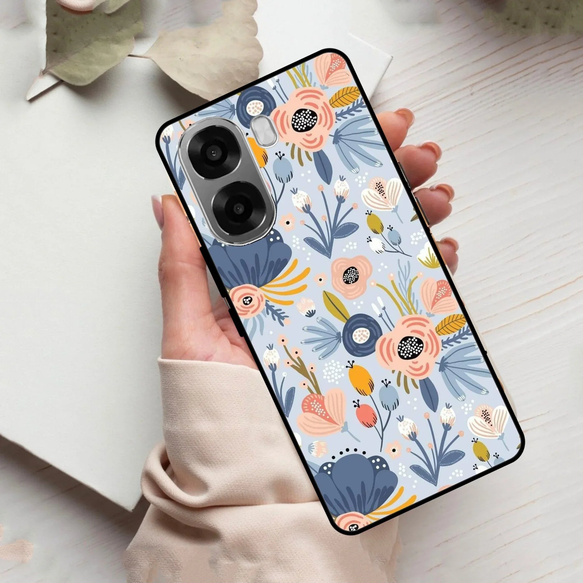 Dewy Flower Mix Glass Case Cover For Oppo