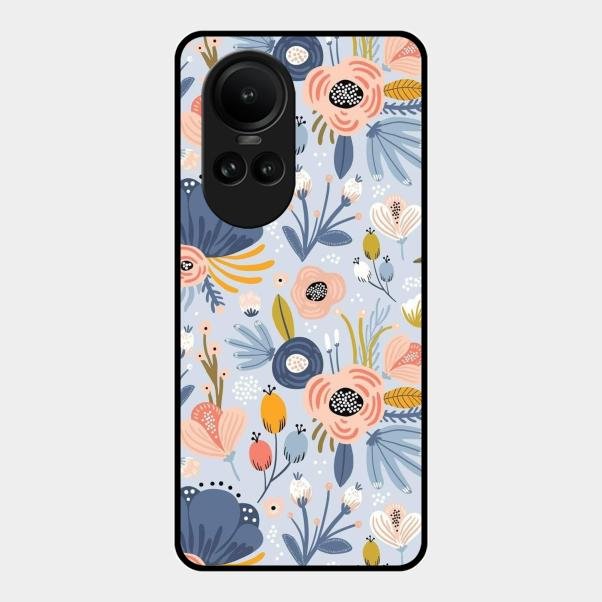 Dewy Flower Mix Glass Case Cover For Oppo Reno 10 Pro 5G
