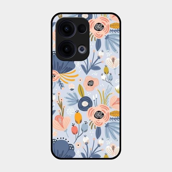 Dewy Flower Mix Glass Case Cover For Oppo Reno 13 5G