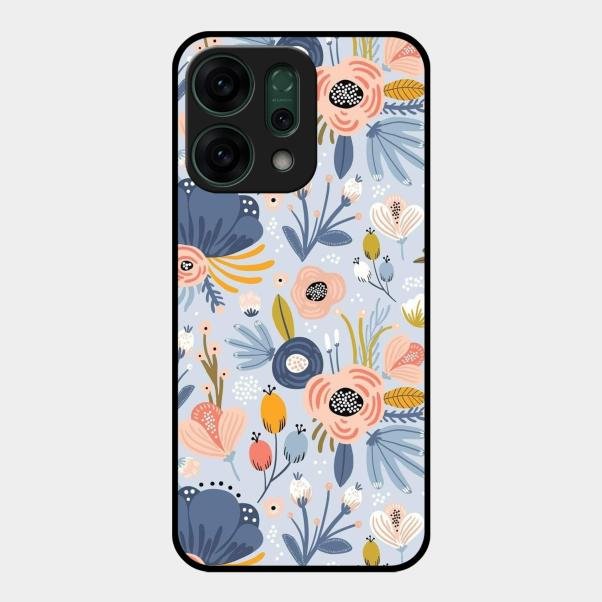 Dewy Flower Mix Glass Case Cover For Oppo Reno 14 5G