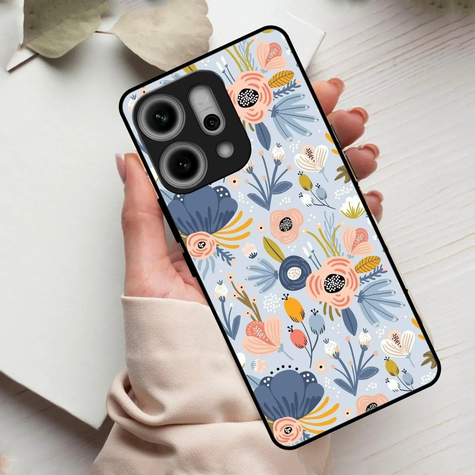 Dewy Flower Mix Glass Case Cover For Oppo - ShopOnCliQ