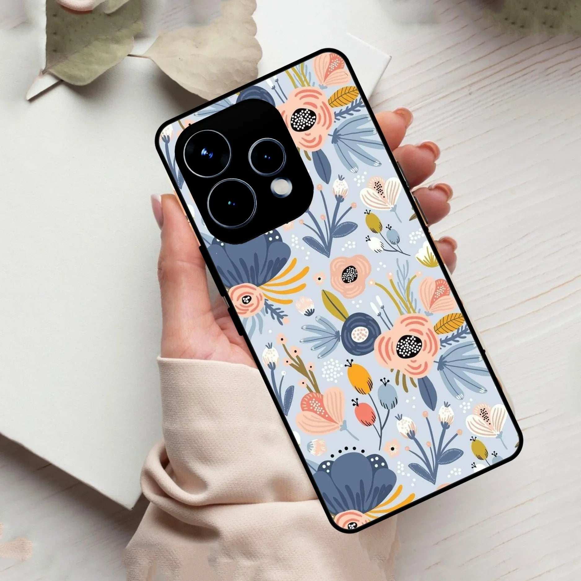 Dewy Flower Mix Glass Case Cover For Oppo