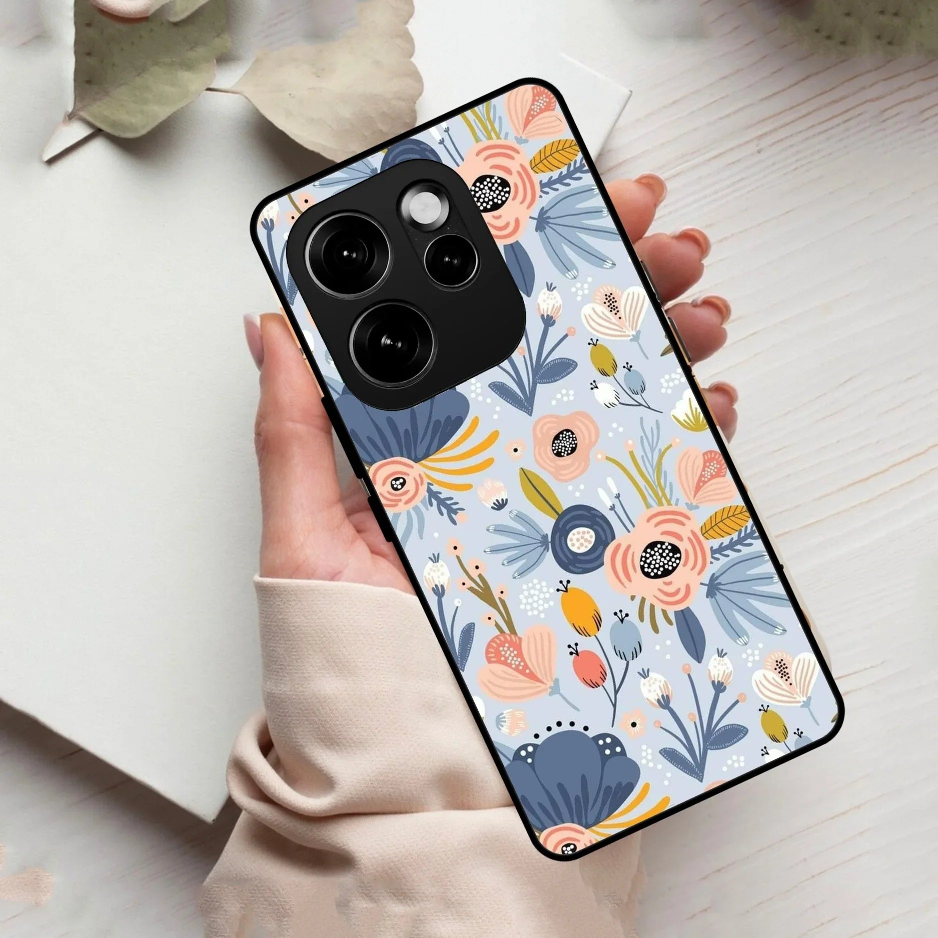 Dewy Flower Mix Glass Case Cover For Oppo
