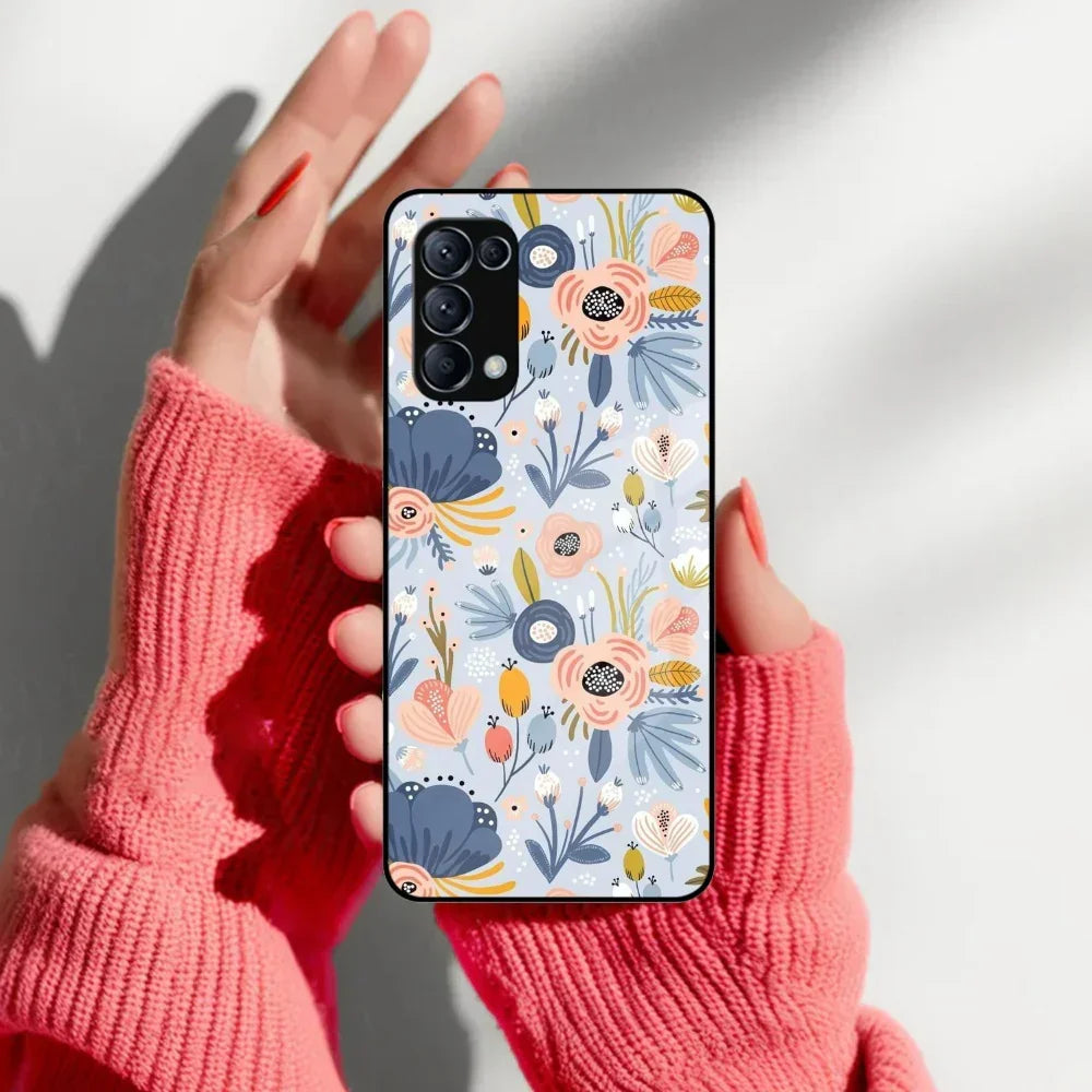 Dewy Flower Mix Glass Case Cover For Oppo - ShopOnCliQ