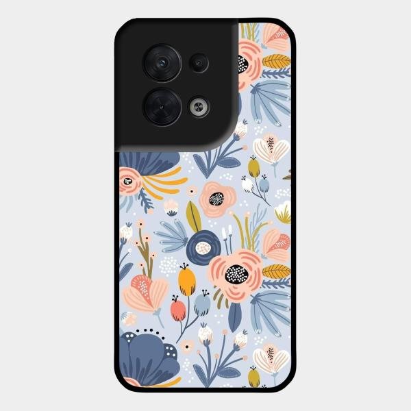 Dewy Flower Mix Glass Case Cover For Oppo Reno 8 5G