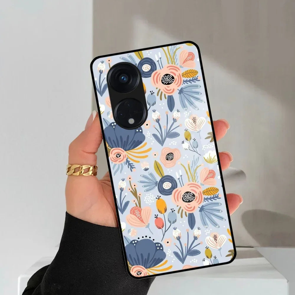 Dewy Flower Mix Glass Case Cover For Oppo - ShopOnCliQ