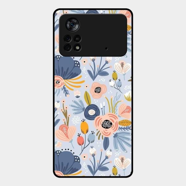 Dewy Flower Mix Glass Case Cover For Poco X4 Pro 5G