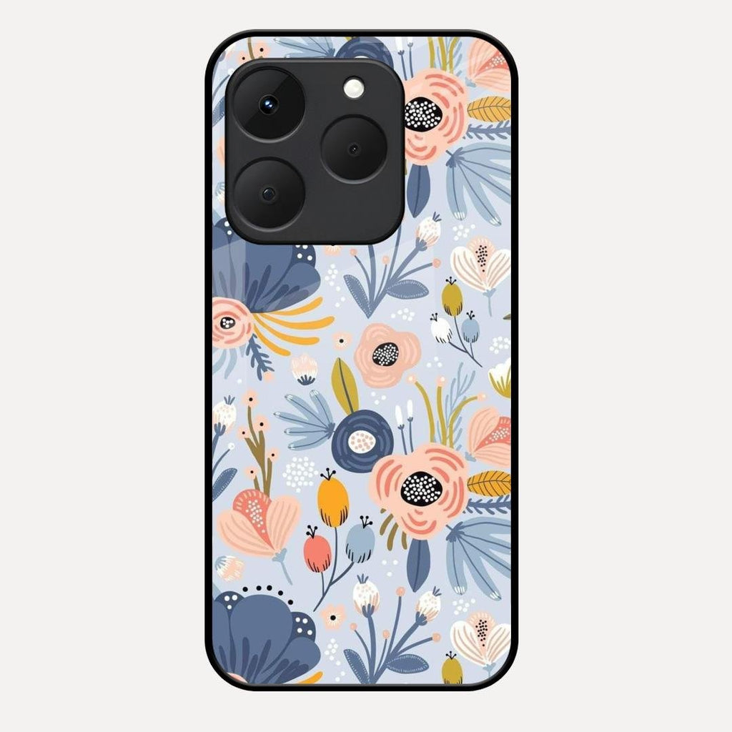 Dewy Flower Mix Glass Case Cover For Realme 15T 5G