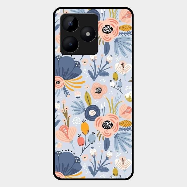 Dewy Flower Mix Glass Case Cover For Realme C53