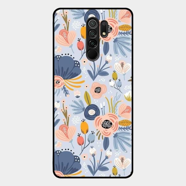 Dewy Flower Mix Glass Case Cover For Redmi 9 Prime
