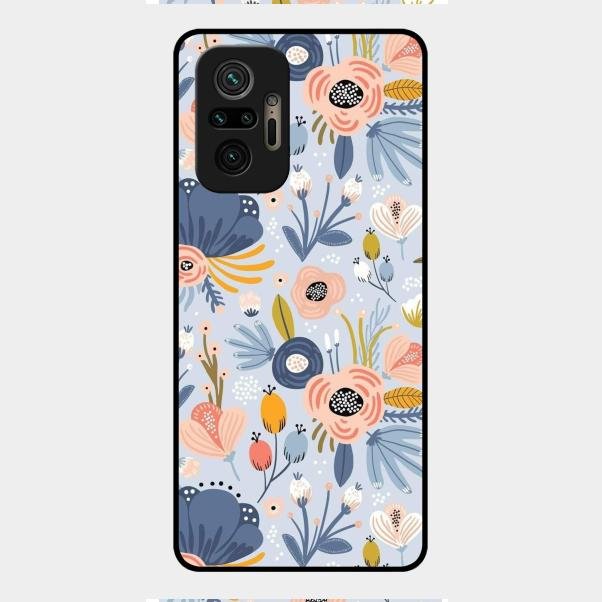Dewy Flower Mix Glass Case Cover For Redmi Note 10 Pro