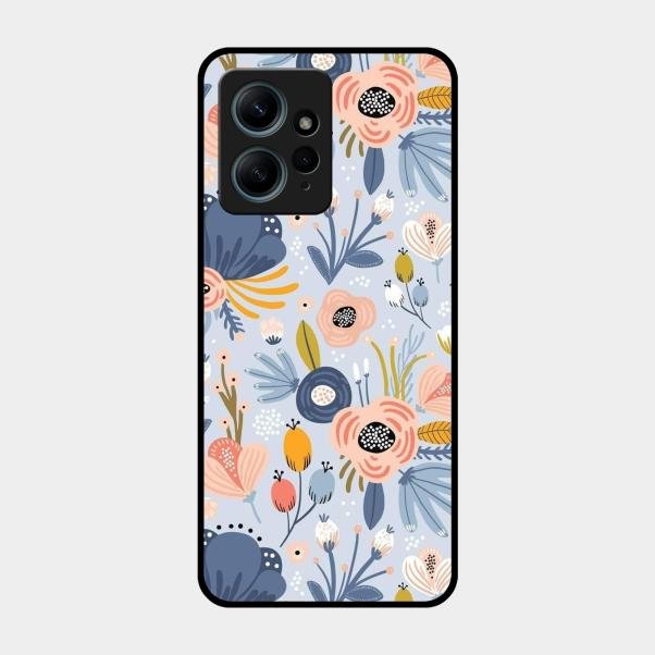 Dewy Flower Mix Glass Case Cover For Redmi Note 12 4G