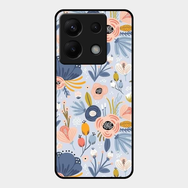 Dewy Flower Mix Glass Case Cover For Redmi Note 13 Pro 5G