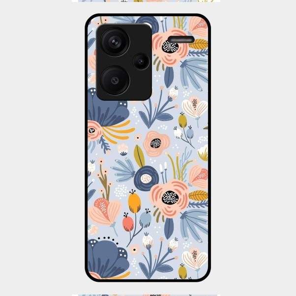 Dewy Flower Mix Glass Case Cover For Redmi Note 13 Pro Plus 5G