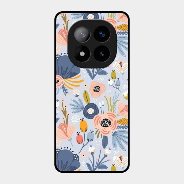 Dewy Flower Mix Glass Case Cover For Redmi Note 14 Pro Plus 5G