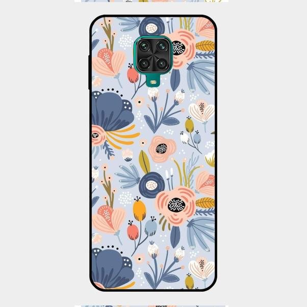 Dewy Flower Mix Glass Case Cover For Redmi Note 9 Pro Max