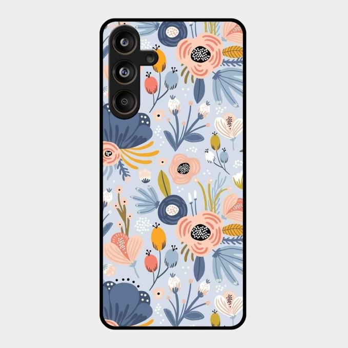 Dewy Flower Mix Glass Case Cover For Samsung Galaxy M55 5G